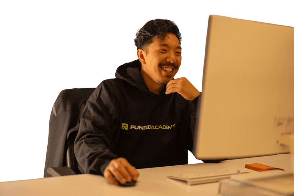 Trader working on laptop